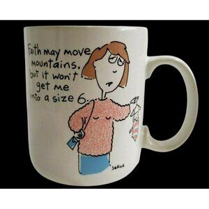 1988 Shoebox Greetings Hallmark Mug Funny Coffee Cup Faith Size 6 Vintage Humor